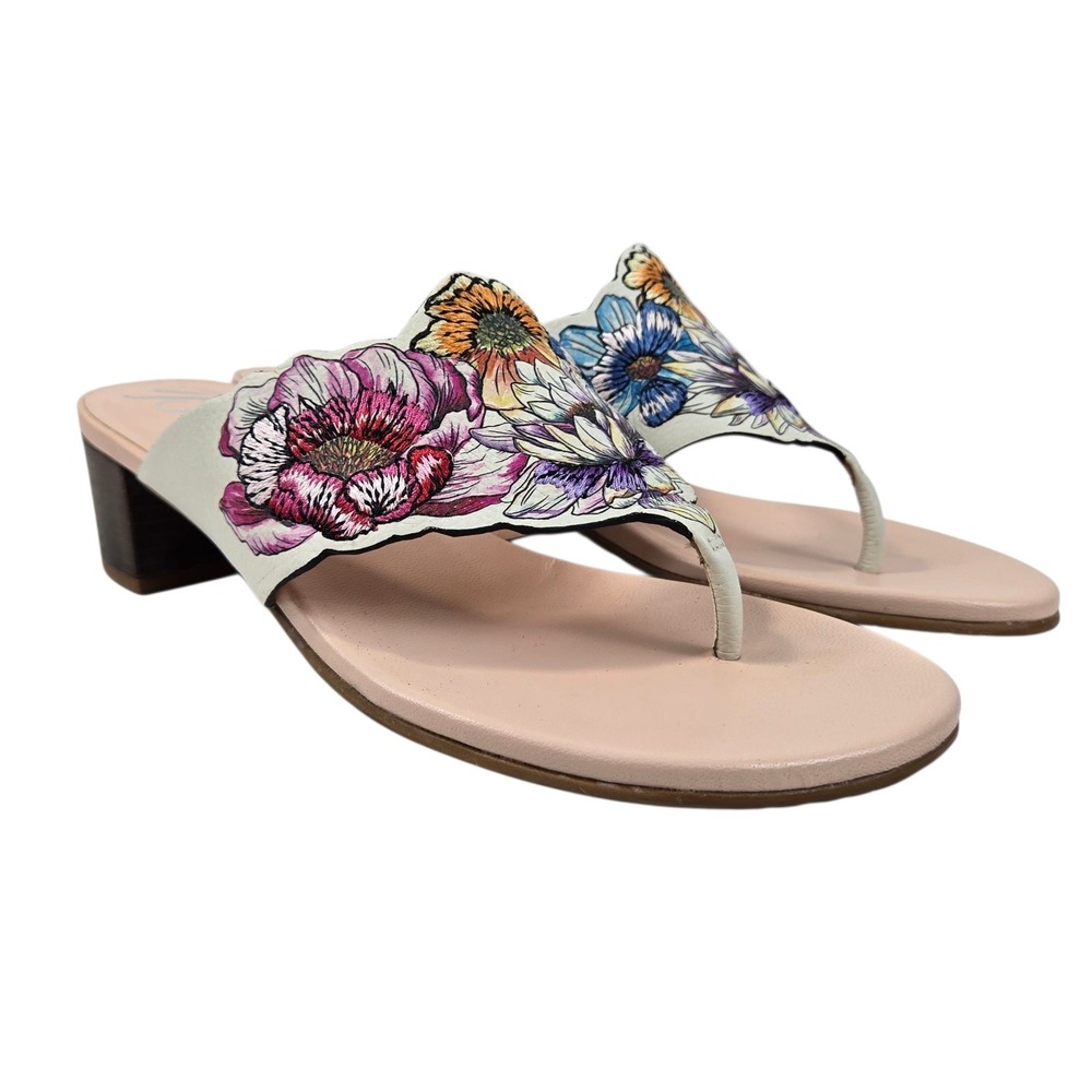 Brighton KIT Floral White Leather Sandal 9M New MSRP $225 READ